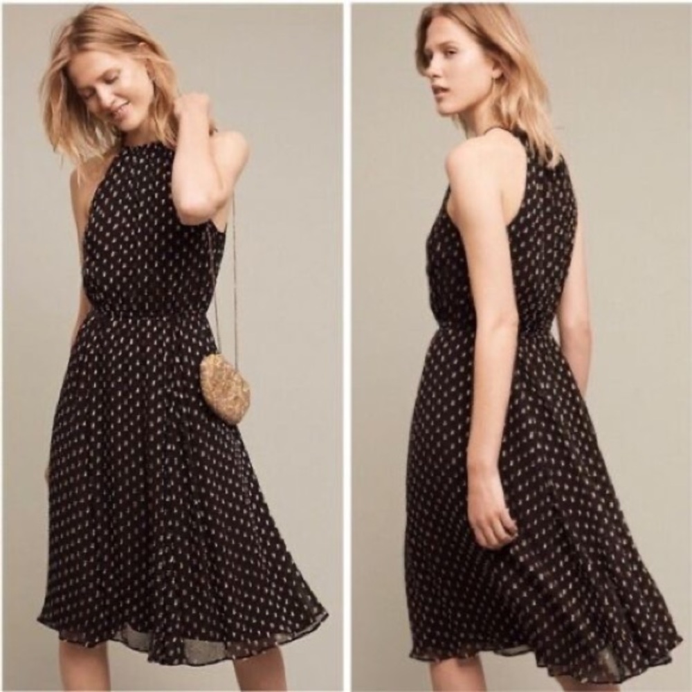 Anthropologie Golden Dots Dress
